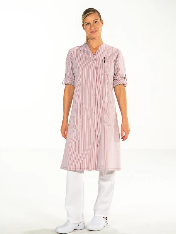 Blouse Agent Nettoyage Rayé Bordeaux Manches Ajustables LISA 6 Blouse Agent Nettoyage Rayé Bordeaux Manches Ajustables LISA – Image 4