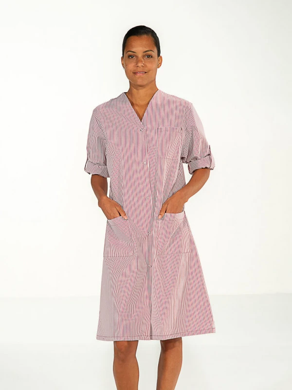 Blouse Agent Nettoyage Rayé Bordeaux Manches Ajustables LISA 3 Blouse Agent Nettoyage Rayé Bordeaux Manches Ajustables LISA