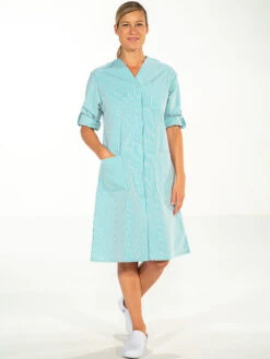 Blouse Agent Propreté Manches Longues Ajustables Rayé Vert LISA -Travail Professionnels Vêtements Magasin blouse agent proprete manches longues ajustables raye vert lisa 2