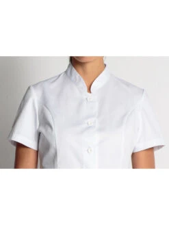 Blouse Blanche Courte Col Mao -Travail Professionnels Vêtements Magasin blouse blanche courte col mao 2