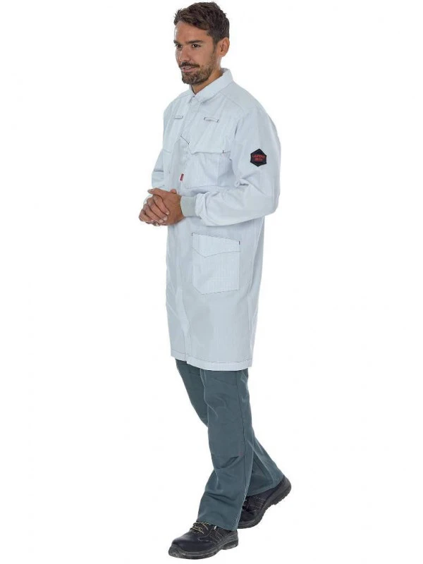 Blouse Blanche De Travail Poignets Tricot Marius A. Lafont 4 Blouse Blanche De Travail Poignets Tricot Marius A. Lafont – Image 2