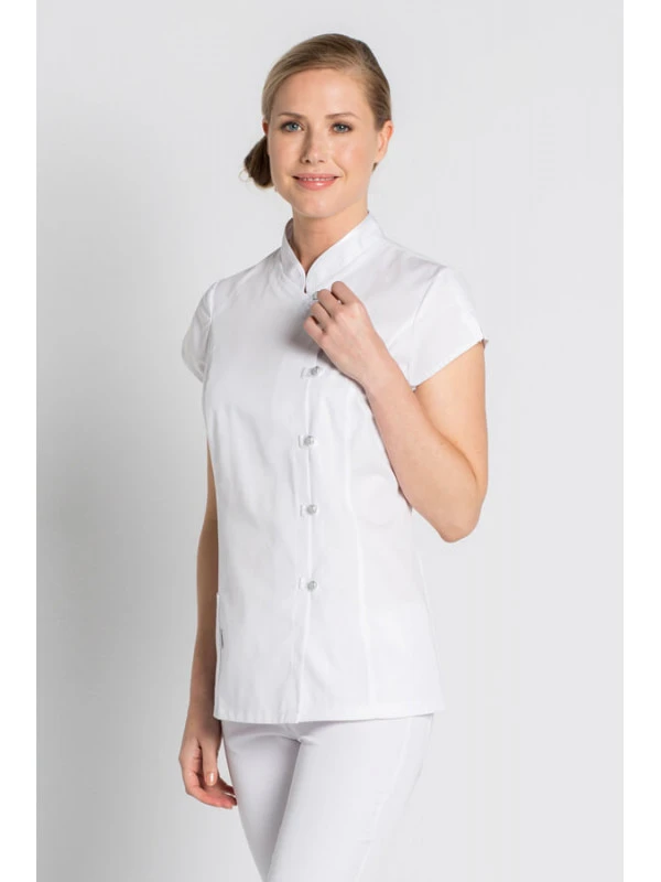 Blouse Blanche Estheticienne, Col Mao 4 Blouse Blanche Estheticienne, Col Mao – Image 2