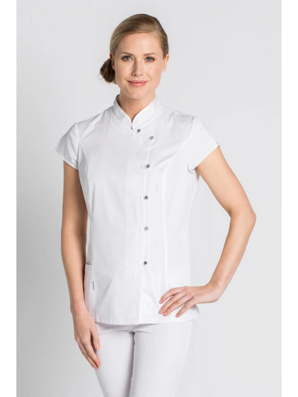 Blouse Blanche Estheticienne, Col Mao 5 Blouse Blanche Estheticienne, Col Mao – Image 3