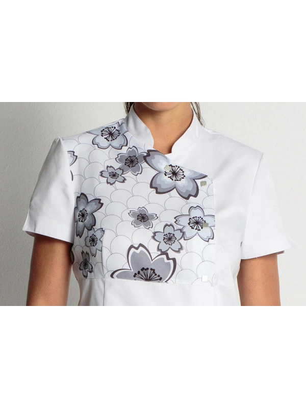 Blouse Blanche Esthéticienne Col Mao, Natural 7 Blouse Blanche Esthéticienne Col Mao, Natural – Image 5