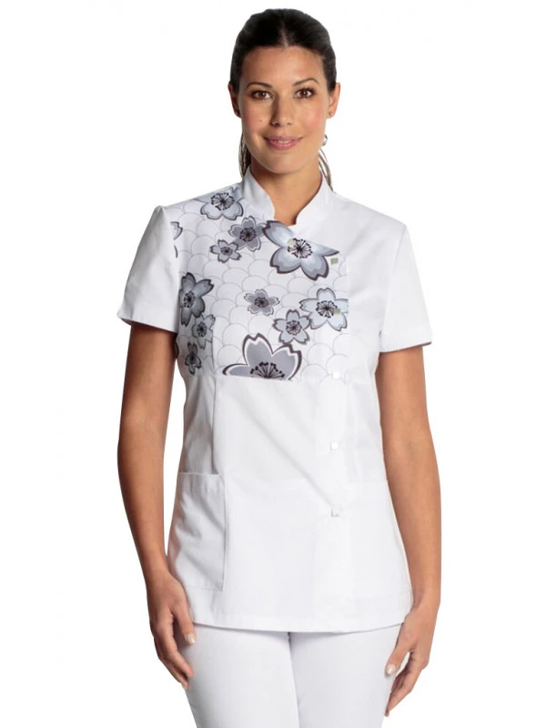 Blouse Blanche Esthéticienne Col Mao, Natural 3 Blouse Blanche Esthéticienne Col Mao, Natural