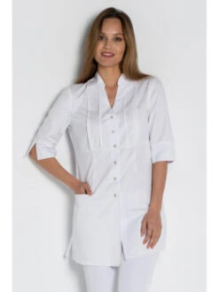 Blouse Blanche Esthéticienne Luxe Style -Travail Professionnels Vêtements Magasin blouse blanche estheticienne luxe style 3