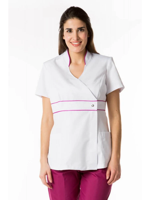 Blouse Blanche Et Rose Caducée 4 Blouse Blanche Et Rose Caducée – Image 2