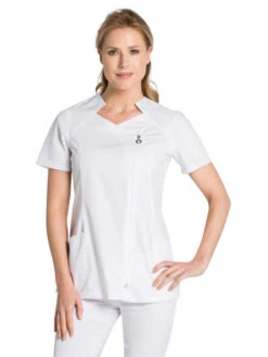 Blouse Blanche Médicale Pour Femme Avec Fermeture éclair