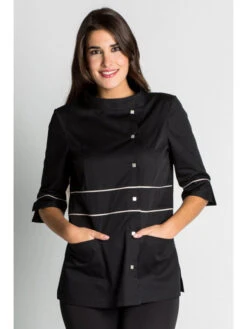 Blouse Courte Noire Glamour -Travail Professionnels Vêtements Magasin blouse courte noire glamour 4