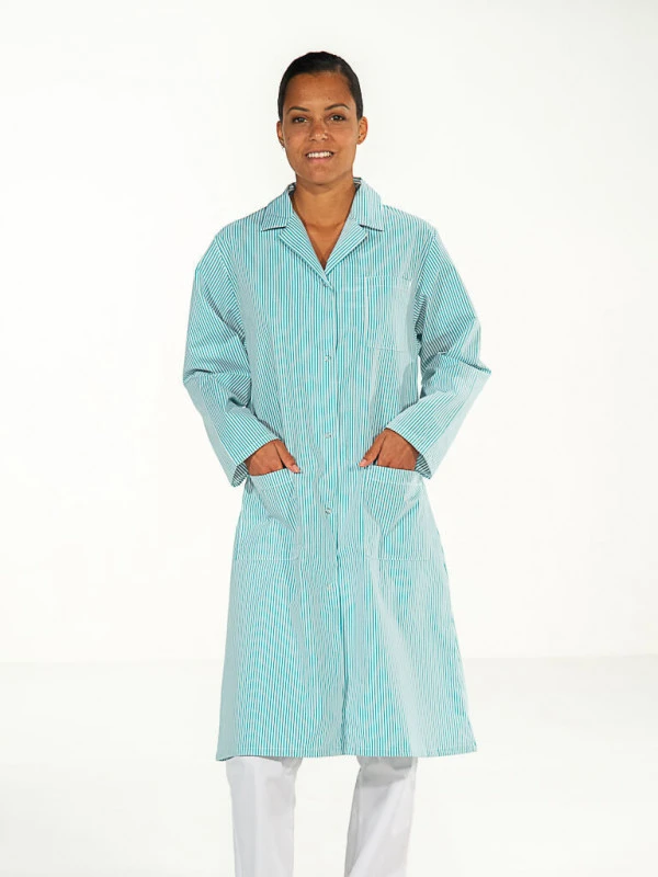 Blouse De Travail Agent Entretien Rayé Vert Manches Longues MADONA 4 Blouse De Travail Agent Entretien Rayé Vert Manches Longues MADONA – Image 2