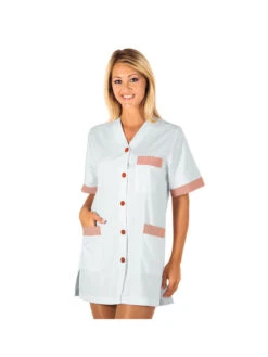 Blouse De Travail Dacca Blanc Rayé Rouge