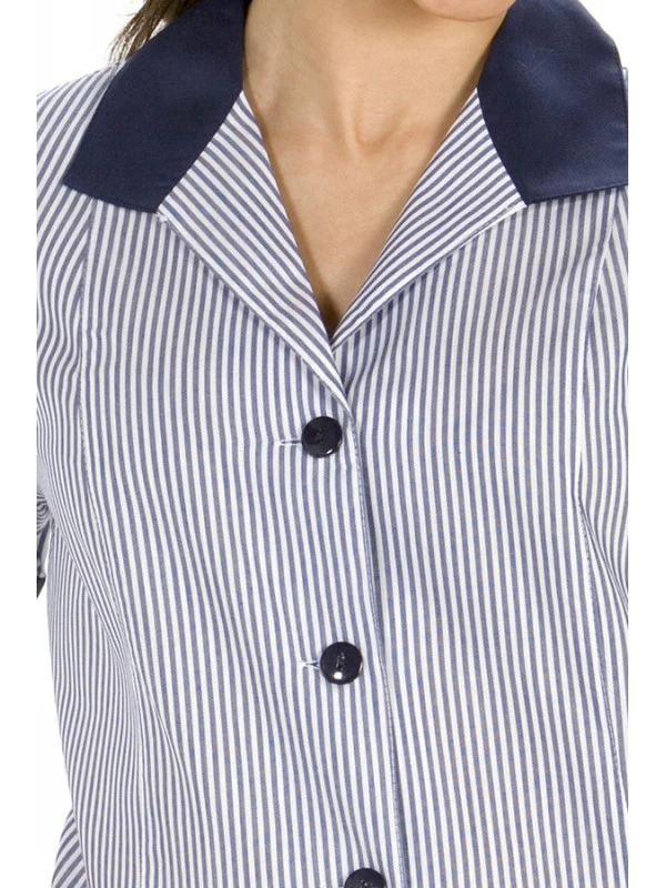 Blouse De Travail Femme Manches Courtes Bleu Et Blanc à Rayures 4 Blouse De Travail Femme Manches Courtes Bleu Et Blanc à Rayures – Image 2