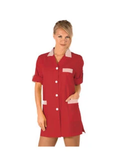 Blouse De Travail Manches Ajustables York Rouge Rayé Rouge
