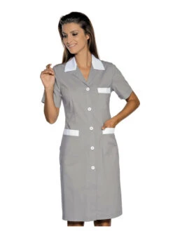 Blouse De Travail Manches Courtes Positano Gris Blanc