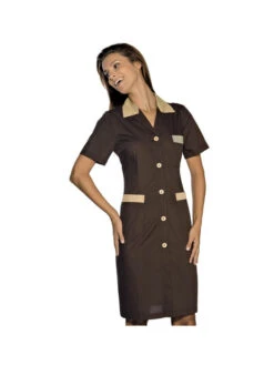 Blouse De Travail Manches Courtes Positano Marron Cacao Biscuit