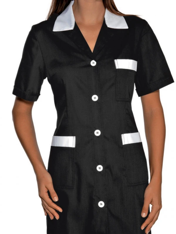 Blouse De Travail Manches Courtes Positano Noir Blanc 4 Blouse De Travail Manches Courtes Positano Noir Blanc – Image 2