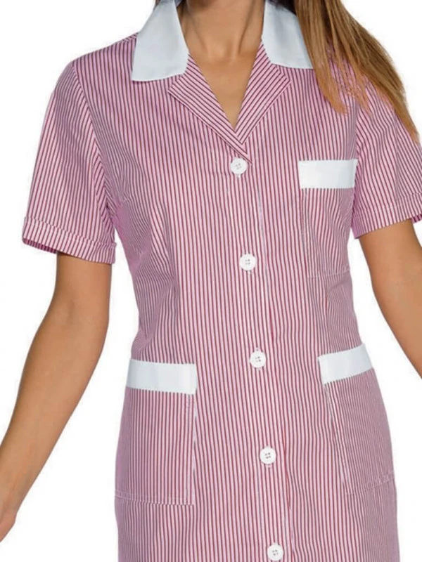 Blouse De Travail Manches Courtes Positano Rayé Rose Blanc 4 Blouse De Travail Manches Courtes Positano Rayé Rose Blanc – Image 2