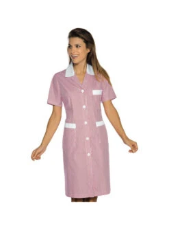 Blouse De Travail Manches Courtes Positano Rayé Rose Blanc