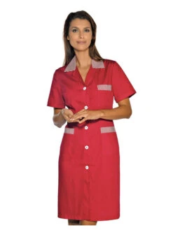 Blouse De Travail Manches Courtes Positano Rouge Rayé Rouge