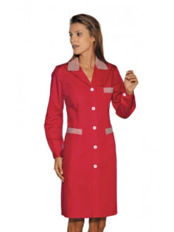 Blouse De Travail Manches Longues Positano Rouge Rayé Rouge