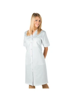 Blouse De Travail Michelle Manches Courtes Blanc 100% Coton