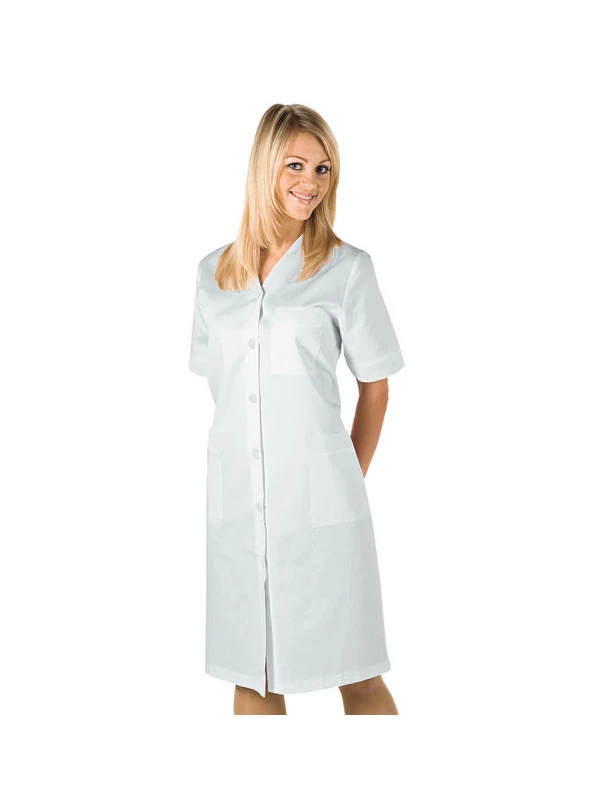 Blouse De Travail Michelle Manches Courtes Blanc 100% Coton 2 Blouse De Travail Michelle Manches Courtes Blanc 100% Coton