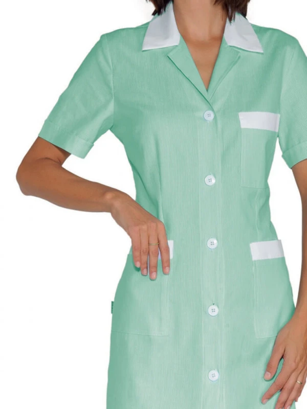 Blouse De Travail Positano Rayé Vert Et Blanc 100% Coton 4 Blouse De Travail Positano Rayé Vert Et Blanc 100% Coton – Image 2