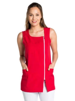 Blouse De Travail Sans Manche Luxe Style, Rouge