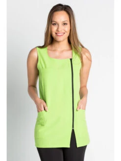 Blouse De Travail Sans Manche Luxe Style, Vert Pistache -Travail Professionnels Vêtements Magasin blouse de travail sans manche luxe style vert pistache 3