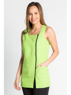 Blouse De Travail Sans Manche Luxe Style, Vert Pistache -Travail Professionnels Vêtements Magasin blouse de travail sans manche luxe style vert pistache 4