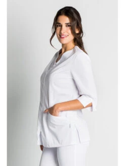 Blouse Esthéticienne Blanche Manches 3/4 Avec Fermeture éclair 11 Blouse Esthéticienne Blanche Manches 3/4 Avec Fermeture éclair -Travail Professionnels Vêtements Magasin blouse estheticienne blanche manches 3 4 avec fermeture eclair 4