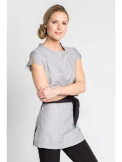 Blouse Esthéticienne Grise Stretch, Oriental Look -Travail Professionnels Vêtements Magasin blouse estheticienne grise stretch oriental look 2