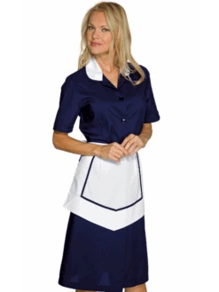 Blouse Et Tablier Femme De Chambre Manches Courtes Bleu / Blanc