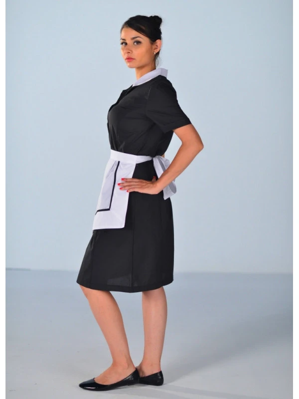 Blouse Femme De Chambre Noire à Manches Courtes Carlton 4 Blouse Femme De Chambre Noire à Manches Courtes Carlton – Image 2