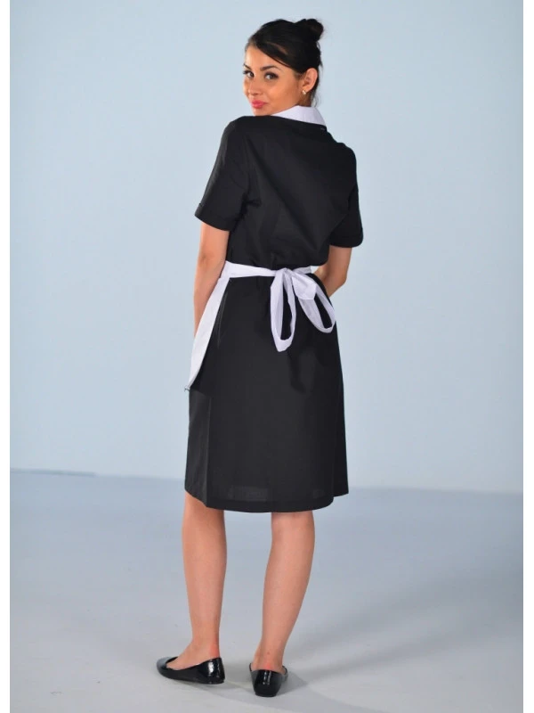 Blouse Femme De Chambre Noire à Manches Courtes Carlton 5 Blouse Femme De Chambre Noire à Manches Courtes Carlton – Image 3