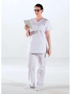 Blouse Blanche Médicale à Enfiler -Travail Professionnels Vêtements Magasin blouse medicale alexine coupe casaque 2