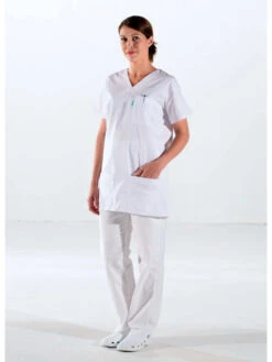 Blouse Blanche Médicale à Enfiler -Travail Professionnels Vêtements Magasin blouse medicale alexine coupe casaque 3
