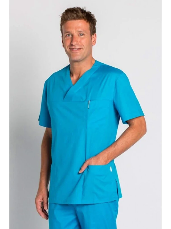 Blouse Médicale Bleue Turquoise Stretch Homme 3 Blouse Médicale Bleue Turquoise Stretch Homme