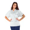 Casaque Médicale Col En V 100% Coton Unisexe Blanc Profilo Bleu 1 Casaque Médicale Col En V 100% Coton Unisexe Blanc Profilo Bleu -Travail Professionnels Vêtements Magasin blouse medicale col en v unisexe blanc profilo bleu