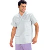 Casaque Médicale Col En V 100% Coton Unisexe Blanc Profilo Lilas -Travail Professionnels Vêtements Magasin blouse medicale col en v unisexe blanc profilo lilas