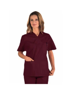 Casaque Médicale Col En V Unisexe Bordeaux