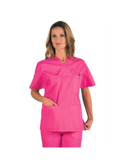 Casaque Médicale Col En V Unisexe Fuchsia -Travail Professionnels Vêtements Magasin blouse medicale col en v unisexe fuchsia 2