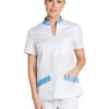 Blouse Médicale Col Mao Dyneke Blanc Bleu -Travail Professionnels Vêtements Magasin blouse medicale col mao dyneke blanc bleu