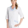 Blouse Médicale /esthétique Blanche Et Bleu -Travail Professionnels Vêtements Magasin blouse medicale esthetique blanche et bleu