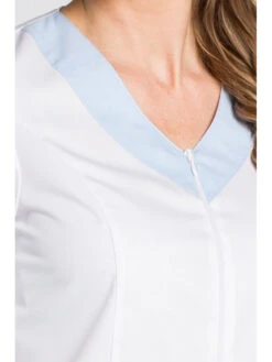 Blouse Médicale /esthétique Blanche Et Bleu -Travail Professionnels Vêtements Magasin blouse medicale esthetique blanche et bleu 2