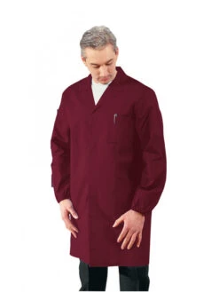 Blouse Médicale Homme Manches Longues Bordeaux -Travail Professionnels Vêtements Magasin blouse medicale homme manche longues bordeaux 1