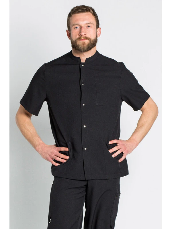 Blouse Médicale Noire Col Officier Unisexe 4 Blouse Médicale Noire Col Officier Unisexe – Image 2