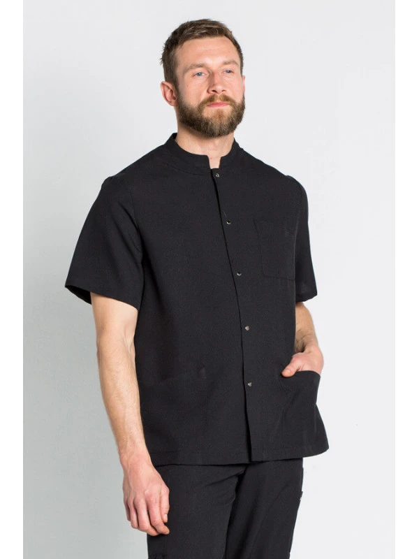 Blouse Médicale Noire Col Officier Unisexe 5 Blouse Médicale Noire Col Officier Unisexe – Image 3