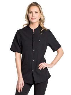 Travail Professionnels Vêtements Magasin 17 Blouse Médicale Noire Col Officier Unisexe