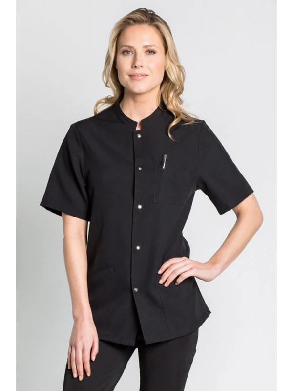 Blouse Médicale Noire Col Officier Unisexe 6 Blouse Médicale Noire Col Officier Unisexe – Image 4